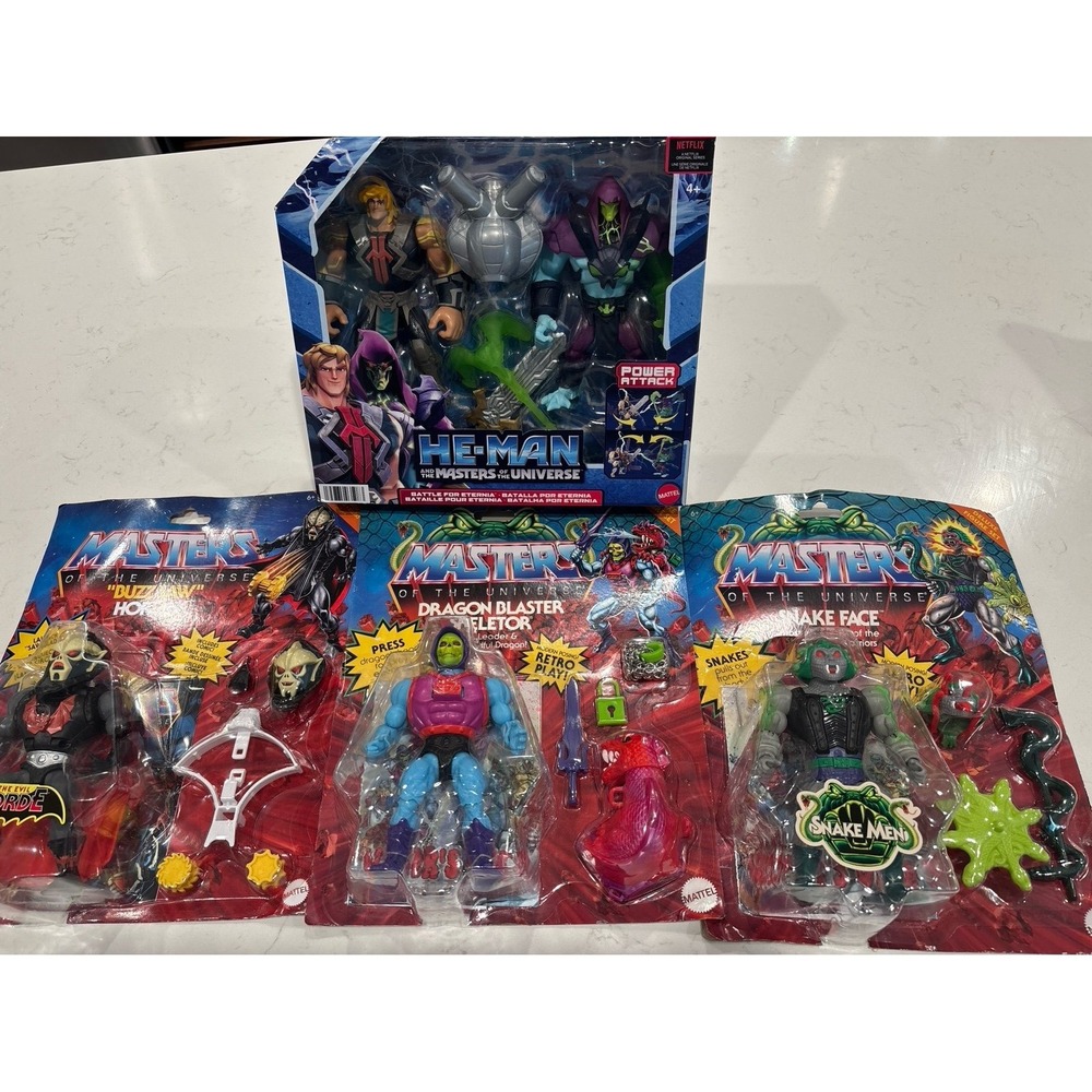 Masters of the Universe Origins Dragon Blaster Skeletor Snake Face Hordak Lot
